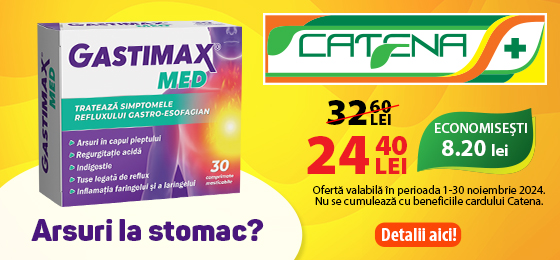 Amelioreaza simptomele de reflux gastro-esofagian cu Gastimax Med 