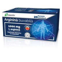 Arginina buvabila, 1000 mg, 20 flacoane buvabile, Benesio