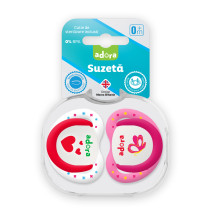 Adora Suzeta silicon, cutie sterilizare inclusa, 0-6 luni, design fete