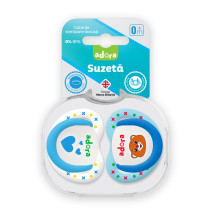 Adora Suzeta silicon, cutie sterilizare 0-6 luni, design baieti