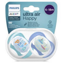 Avent Suzete ultra air 6-18 luni design text baieti X 2 bucati